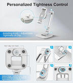 Adjustable Desk Tablet Stand, 360° Swivel iPad Kiosk Stand Fits for 4.7"-12" iPad Air mini Pro, iPhone, Samsung POS, Kindle, Aluminu Alloy Foldable Arm Holder for Store Kitchen Desktop, White