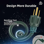 50FT 16/3 Gauge Green Outdoor Extension Cord Waterproof Heavy Duty, 3 Prong Cold Weatherproof -40℉ Flexible Power Cord, 13A 1625W SJTW ETL Listed for Lawn Mower, Christmas Lights, Tools