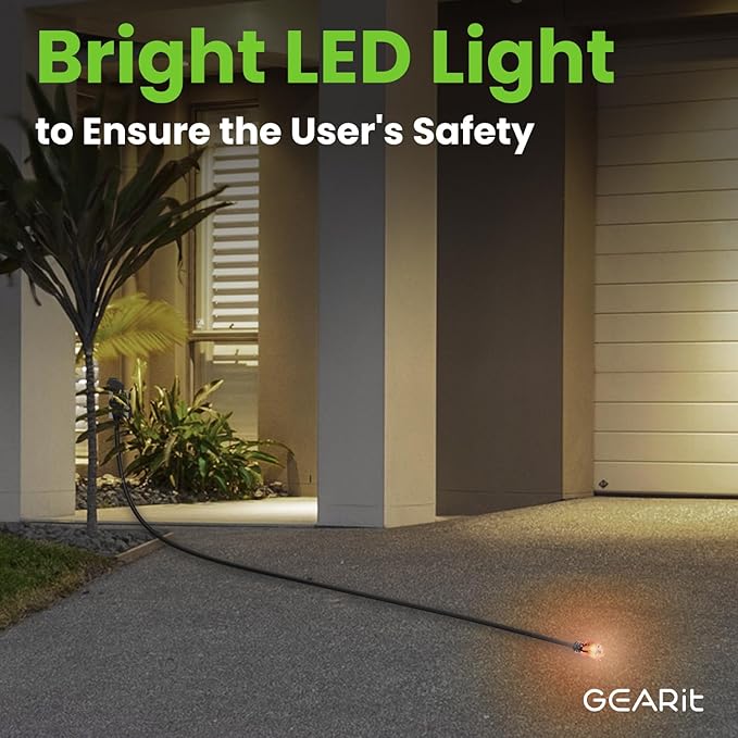 GEARit 360 Rotating Plug Indoor Outdoor Extension Cord Waterproof 50ft - 16 Gauge 16/3 AWG, 13A 1625W, 3 Prong Heavy Duty Extension Cord Weatherproof Power Cable for Outdoor Landscaping, Lights, ETL