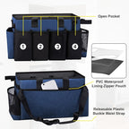 Wearable Large Cleaning Caddy Bag for Housekeeper, Clean Supply Organizer with Adjustable Shoulder, Waist & Handle Straps, Detailing Bag for Kitchen Supplies (Blue)