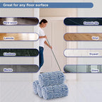 Replacement Microfiber Floor Cleaning Pads - 18''x5'' Dust Mop Refill Sweeping Pad Compatible with Bona Mop, Fits 17” to 18” Flat Mop - 4 Pack
