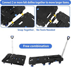LEADALLWAY 2 Pcs Set Platform Truck Folding Multiple Carts Assembly Feasible Dolly Cart(24.4" L x 17.7" W with Handle + 24.2" L x 18.1" W)