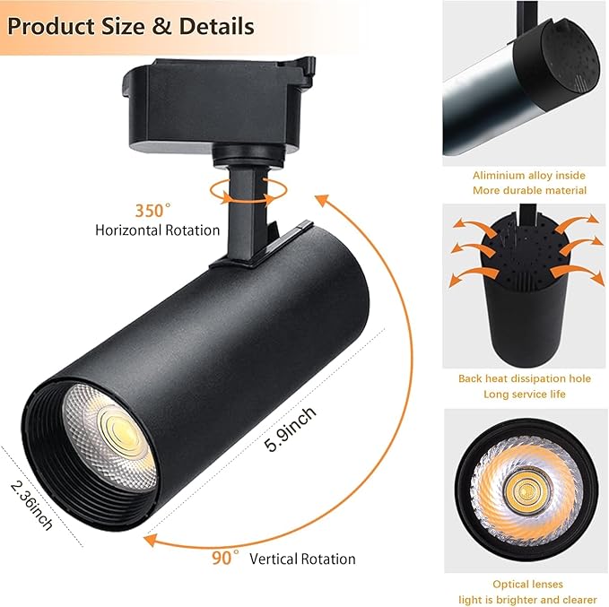 BravsekH Type LED Track Lighting Heads Kit, 24 Heads 6000K Cool White with 26.22FT Track Rail, 20W 2700lm High Brightness, Angle Adjustable Track Light