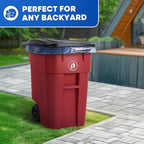 50 Gallon Trash Can, Red Outdoor Garbage Can, Wheeled Outside Trash Bin, Outdoor with Lid and Wheels, Large Rolling Trash Can, Garbage Can with Wheels for Home, Office, Garage
