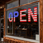 LED Open Signs for Business, exTopGoal 30"x10" Bright Dimmable Open Sign with Remote and 12 Scene Modes, Light Window Sign for Store Shop Storefront Bar Cafes - US Flag