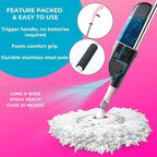 Heavy Duty Spray Mop Kit for Floor Cleaning, Refillable Water Tank, Use Any Cleaning Solution with Machine Washable Pads, Includes Flat Mop Head, Round, Squeegee Head