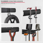 SEDY 64" Heavy Duty Garage Storage Tool Organizer Wall Mount - Tool Rack with Adjustable Hooks, Anti-Rust, 300lbs Capacity - Easy Installation (4 Racks, 10 Hooks, 3 Straps)