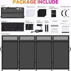 DJ Facade Booth Table 40" x 20" - Portable Detachable DJ Booth Table Station with Computer Bracket Surface & Cable Hole, Foldable DJ Table Includes Black/White Scrims & Carry Bag for Party