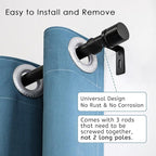 Curtain Rods for Windows 16 to 48 or 60 Inches Max Adjustable Length 1 Inch Diameter Window Curtain Rod with Aluminium Finials, Black