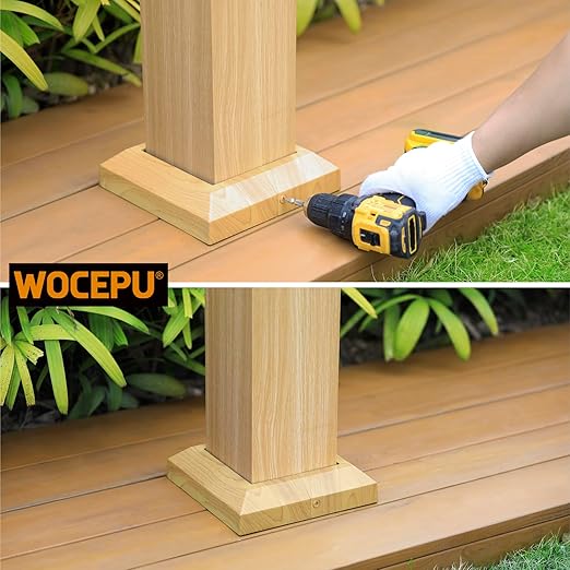 8 pcs 6"x6" (Actual: 5.5"x5.5") Aluminum Deck Post Base Cover, for Deck railings, Stairs, Patios, Porches Split Deck Post Skirt (Burlywood)