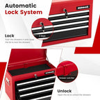 Goplus Tool Chest, 6 Drawers Rolling Tool Cabinet with Detachable Top Toolbox, Universal Lockable Wheels, Protective Liner, Auto Lock, Metal Tool Storage Cart, Tool Box for Garage Workshop