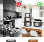 4 Piece China Storage Containers, Dish Storage Containers with Clear Windows, Hard Shell Plate Organizer with Handles, Stackable Moving Boxes for Dishes, Glassware, Dinnerware, Plates, Dark Gray