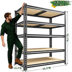 72.1" H Garage Shelving 2030LBS Garage Storage Shelves, 5 Tier Adjustable Metal Shelving, Storage Shelves for Storage, Basement, Warehouse, Pantry, Kitchen, 35.5" W x 15.7" D x 72.1" H, Black