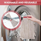 Commercial Heavy Duty Mop Heads Replacement for Rubbermaid: 3 Packs Industrial Wet Mop Head for Floor Cleaning - Cotton Looped-Open String Commercial Products Wet Refills