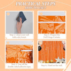 3 Pack Foil Fringe Backdrop - Orange Shiny Tinsel Curtains for Party Decoration/Photo Booth Props - 3.3x8.2 FT Metallic Foil Backdrop for Birthday, Wedding, Graduation, Christmas.
