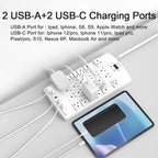 QINLIANF Surge Protector Power Strip - 6Ft Flat Plug Heavy Duty Extension Cord with 24 Outlets and 4 USB Ports(2 USB-C Ports), 1875W/15A, 4100J, for Home, Office, Dorm, ETL Listed, White