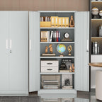Incbruce 72” Metal Storage Cabinet, Locking Steel Storage Cabinets with 2 Doors and 4 Adjustable Shelves, Tall Lockable Tool Storages for Garage, Home, Office (Grey)