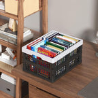 15L Plastic Collapsible Storage Crates, Folding Crates Storage Basket, Pack of 4, Black