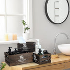 Barydat Set of 5 Wood Crates for Display Decorative Nesting Wooden Crate Storage with Handles Vintage Farmhouse Style Decorative Boxes Multipurpose Fruits Vegetables Boxes(Dusty Brown,Elegant)