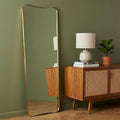 ANDY STAR 24" x 65" Full Length Mirror, Brushed Gold Floor Mirror with Premiun Stainless Steel Thin Frame, Antique Italian Curved Design, Wall Mountable or Leaning for Bedroom, Living Room, Cloakroom
