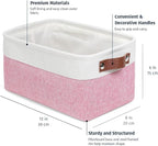 OrganiHaus Small Fabric Storage Bins for Shelves 6 Pack, 12x8in Closet Storage Bins for Shelves, Cloth Baskets for Organizing, Linen Closet Organizers, Fabric Basket, Pink/White