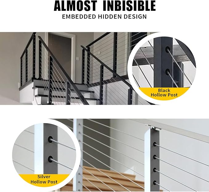 100Pack 30 Degree Angle Rubber Cable Railing Grommets for 1/8" 5/32" 3/16" Cables for Wood/Metal Cable Railing Posts, 1/8" Slant line Cable Railing Grommet,Cable Railing kit for Metal Posts
