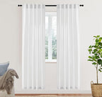 XTMYI Doorway Curtains Privacy Room Divider for Room Seperation,Sheer Faux Linen Accordion Sliding Closet Door Panels for Doors,80 Inches Long,Pure White