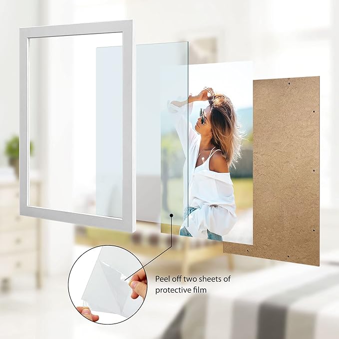VCK 20x30 Inch White Poster Frame with Polished Plexiglass Hanging Hardware Picture Frame for Poster Artwork Certificate Included 5 Pack