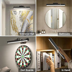 Hapfish Motion Sensor Battery Operated Wall Sconce, Wireless Picture Lights for Wall, Rechargeable Magnetic Art Lighting with Remote Control, Battery Picture Light for Poster Dartboard Mirror - Black