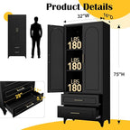 Metal Kitchen Pantry Storage Cabinet with 2 Drawers，75Inch Black Food Pantry Cabinets for Kitchen with 2 Adjustable Shelves，Tall Storage Cupboard for Living Room, Dining Room Office
