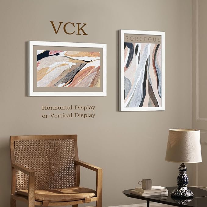 VCK 14x24 Picture Frame Set of 5,Exclusive White Woodgrain Poster Frame with Polished Plexiglass, Wall Hanging