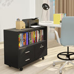 LUCKYERMORE 3-Drawer File Cabinet with Lock, Mobile Home Office Storage Cabinet with Shelves & Printer Stand, Black