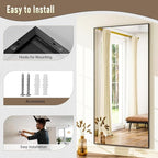 GLSLAND 76"x34" Full Length Mirror Oversize Rectangle Full Body Mirror Aluminum Alloy Frame Freestanding Mirrors for Bedroom Living Room Dressing,Black
