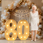 3FT Marquee Numbers 80, Large Light up Number 80 for Birthday Party Supplies, Sign, Backdrop, Happy 80th Birthday Decorations for 80 Years Old Women Men