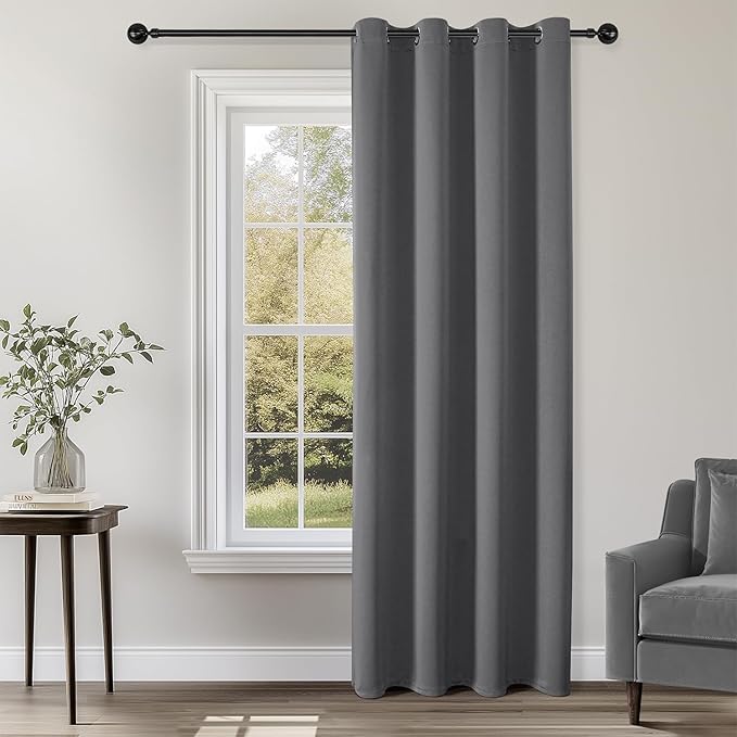 ChrisDowa Blackout Curtains 102 Inches Long for Living Room, Grommet Thermal Insulated Room Darkening Curtains for Bedroom (1 Panel Set, Grey, 52 x 102 Inch)