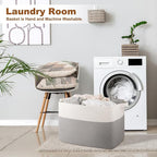 XXXL Supre Large Blanket Basket for Clothes, Towels, Pillows, 108L Cotton Rope Storage Basket for Living Room, Woven Toy Storage for Kids, 25" x 16" x 16", Grey and White
