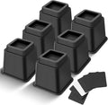 Bed Riser/Furniture Lift Bed/Bed risers/Furniture Lifter/Table risers/Frame Risers Create Under Bed Storage Heavy Duty for Furniture Height Adjustment (Black 6 Pack, 5 Inch)