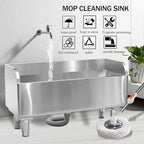 Stainless Steel Mop Service Basin，Floor Mount Mop Sink，Mop Cleaning Sink，Vertical industrial sewage tank for balconies, laundry rooms, industries, etc（39.37”×16.1”×21.6”)