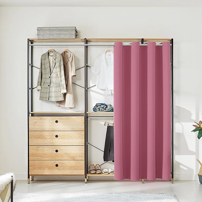 ChrisDowa Blackout Door Curtains for Doorway Privacy, Grommet Closet Curtains for Bedroom Closet Door, Thermal Insulated Temporary Doorway Cover Room Divider Drapes (1 Panel, Pink, 42 x 80 Inch)