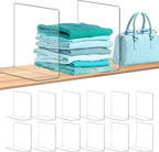 OKPOW Acrylic Shelf Dividers for Closet Organization: 12" Tall x 10" Deep Durable Clear Shelves Separators for Clothing Adjustable 12 Pack