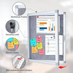 Enclosed Bulletin Board 20x16 Inch Outdoor Notice Board Tamper-Proof Flannel Lockable Display Cases with Aluminum Frame, All Weather Pinboard for Hospital, Restaurant Kitchen, Office