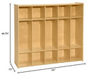 Contender 54" 5 Section Daycare Cubby Coat Locker with Storage, Wooden Backpack Organizer with Hooks for Classroom [Greenguard Gold Certified]