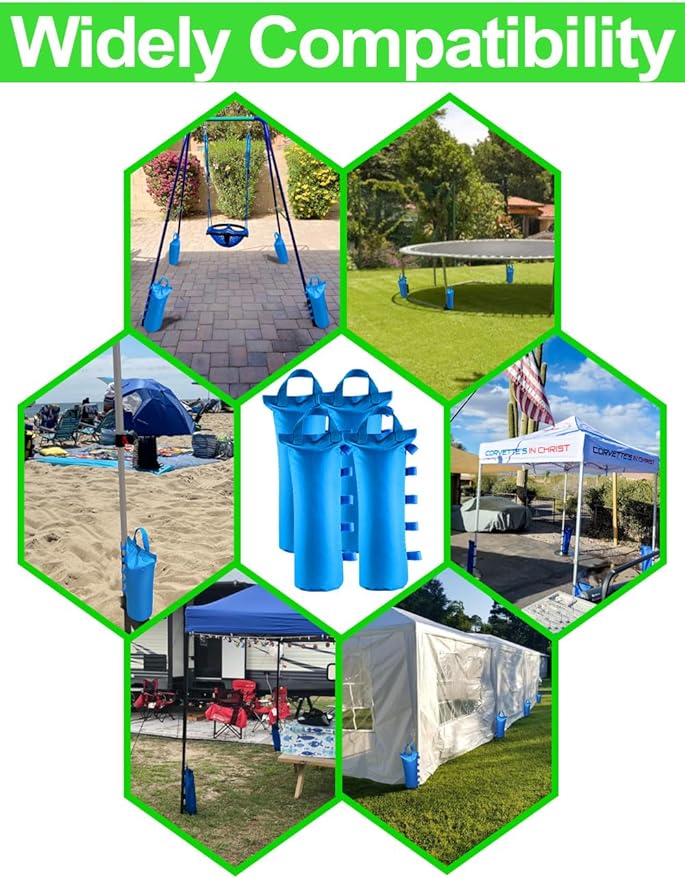 120LBS Extra Large Heavy Duty Canopy Weights Sand Bags for Ez Pop Up Canopy Tent Gazebo Outdoor Instant Sun Shelter Patio Umbrella, Upgraded 5 Magic Sticks,2 Nylon Handles and Storage Bag, 4Pack