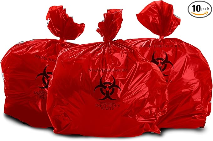 Oakridge Heavy Duty 40 Gallon Biohazard Waste Disposal Bags (Roll of 10) - Professional Grade