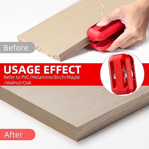 GSCIT Club Edge Banding Trimmer, Tungsten Carbide Blades Hand Planer Edge Bander for Burrs Edge Trim Planer Wood Scraper Edge Banding Tools Cutter for PVC ABS Melamine (Red)