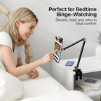 Tablet Stand Holder-Adjustable iPad Desk Mount with 360° Rotating Base for 6.3-16" Devices-Foldable Aluminum ipad Arm Mount for Desk,Bed,Kitchen-Compatible with iPhone,iPad,Tablet,Portable Monitor