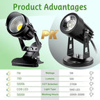 Spot Lights Clamp Indoor Spotlights, 7W Clip on Lights Daylight White Uplights with 6FT Cord and Switch for Trade Show, Workshop, Billboard, Desk Lighting (2 Pack)