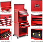 Goplus Tool Chest, 3-in-1 Rolling 6 Drawers Tool Cabinet with Detachable Top Toolbox, Middle Tool Storage, Universal Lockable Wheels, Protective Liner, Auto Lock, Metal Tool Box for Garage Workshop