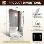 ANDY STAR Scalloped Bathroom Mirror, 24x40’’ Brushed Nickel Frame Mirror, Silver Bathroom Vanity Mirror, Modern Scalloped Edge Design in Rust-Proof Stainless Steel 1” Frame