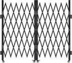 VEVOR Double Folding Security Gate, Lockable Scissor Gate with 360° Swivel Casters, Outdoor Barricade Steel Retractable Gates, for Entry Security, Garage, Warehouse & Pool, 125.98 x 63.19 in (W x H)